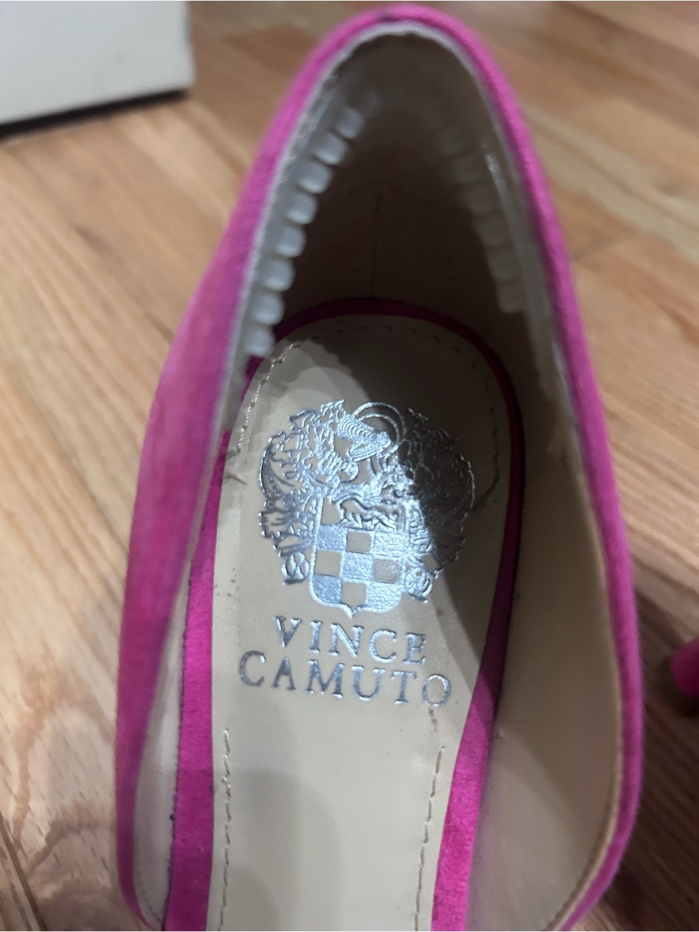 Vince Camuto Pink Suede Peep Toe Heels - Picture 5 of 7
